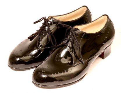 Black patent high instep shoes for several post-surgical complications from Bill Bird Shoes