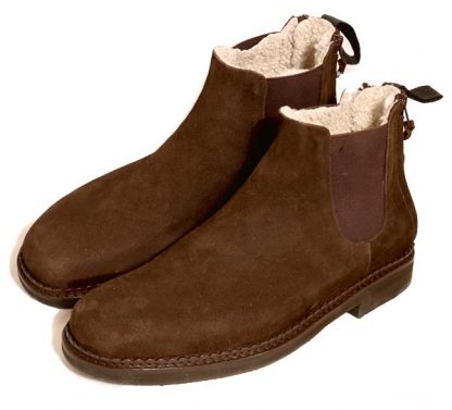 Fleece lined ankle boot with double opening zips at the back from Bill Bird Shoes in Blockley