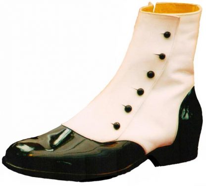 Zip up inside ankle boots with white spats detail and buttons