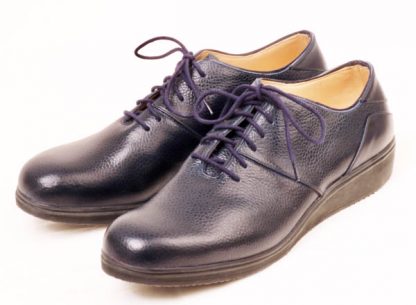 Navy grain trainer style shoes