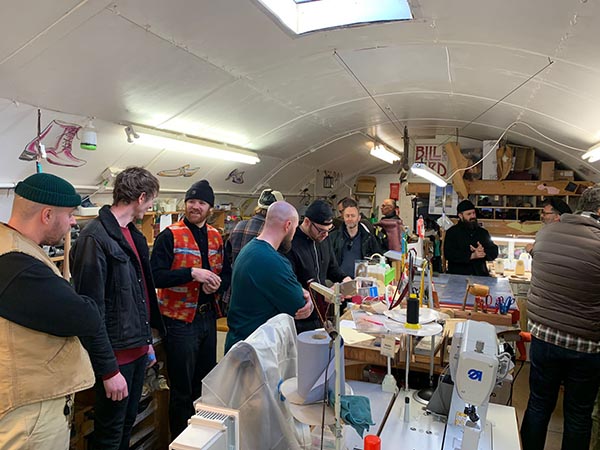 Delegates from the Independent Shoemakers' Conference visit Bill Bird Shoes workshop in the Cotswolds